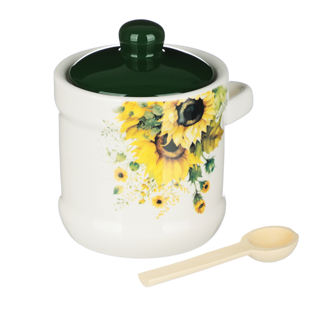 MILLIMI Подсолнухи Сахарница, 320мл, 10х11см, керамика, бамбук, арт.№ 824-662