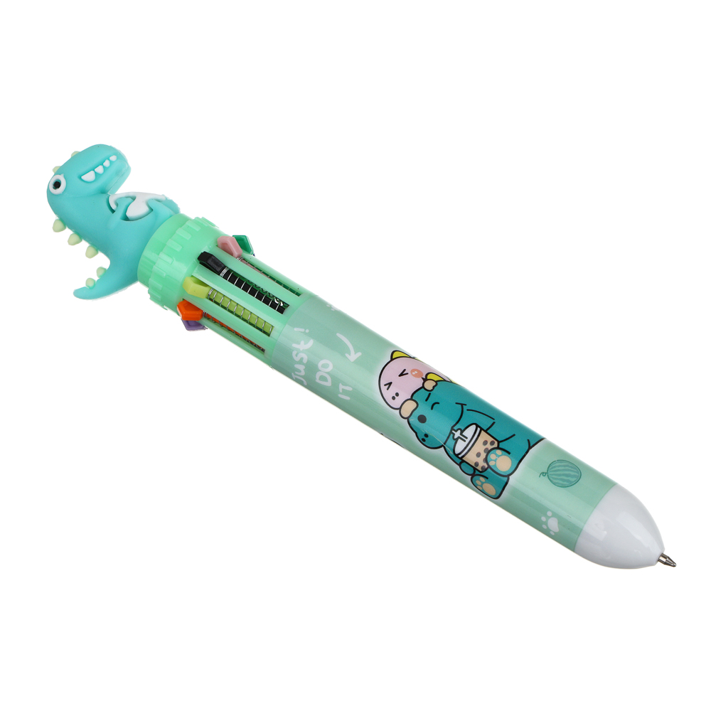 Ручка шариковая 10-цветная, фигурный наконечник, корпус 14,5-15,8 см, 4 дизайна, пластик, арт.№ 591-023