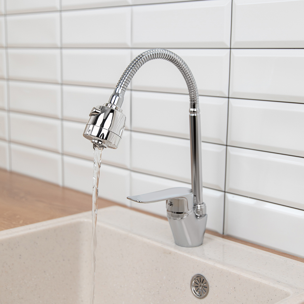 RAIN Смеситель для кухни Оникс, гибкий излив, картридж 35мм, латунь, хром, арт.№ 561-011