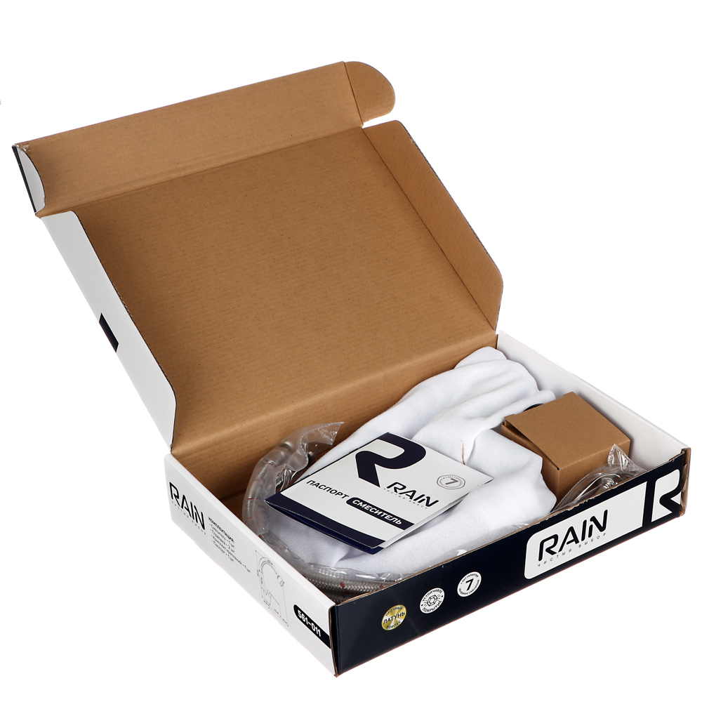 RAIN Смеситель для кухни Оникс, гибкий излив, картридж 35мм, латунь, хром, арт.№ 561-011