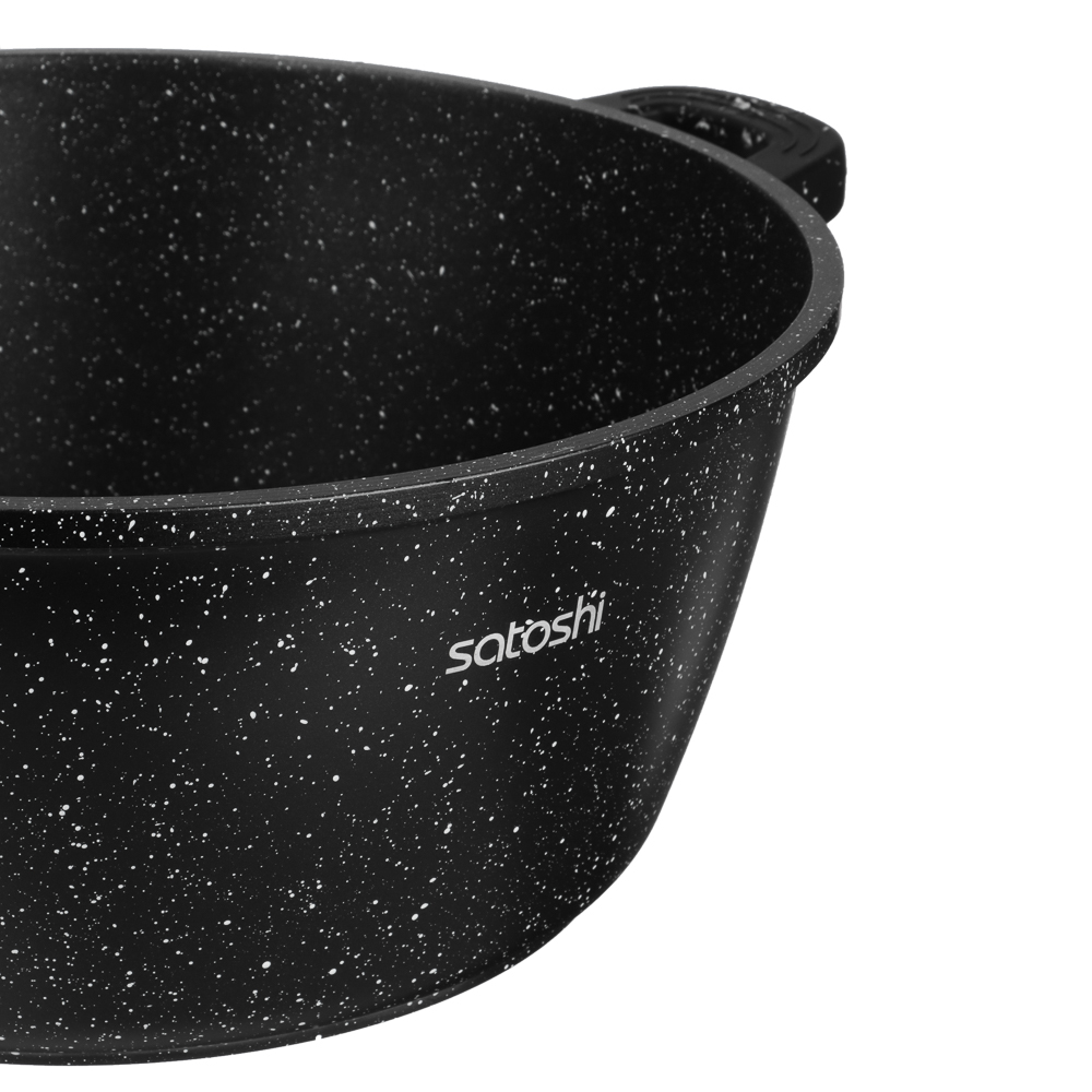 Набор кастрюль SATOSHI Лион 4 предмета 28 см, 32см; 6,3 л, 9,3 л +крышки, а/п покрытие мрамор, силиконовые протекторы ручек, индукция, арт.№ 846-688