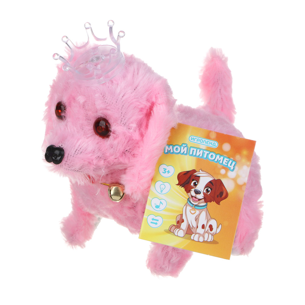 ИГРОЛЕНД Питомец интерактивный плюшевый, движение, звук, свет, пластик, текстиль, 19х9х13см, 2хАА, арт.№ 272-856