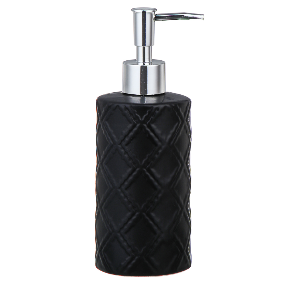 VETTA Дозатор для жидкого мыла, керамика,7x7x19,5 см, ромбы, черный матовый, арт.№ 478-195