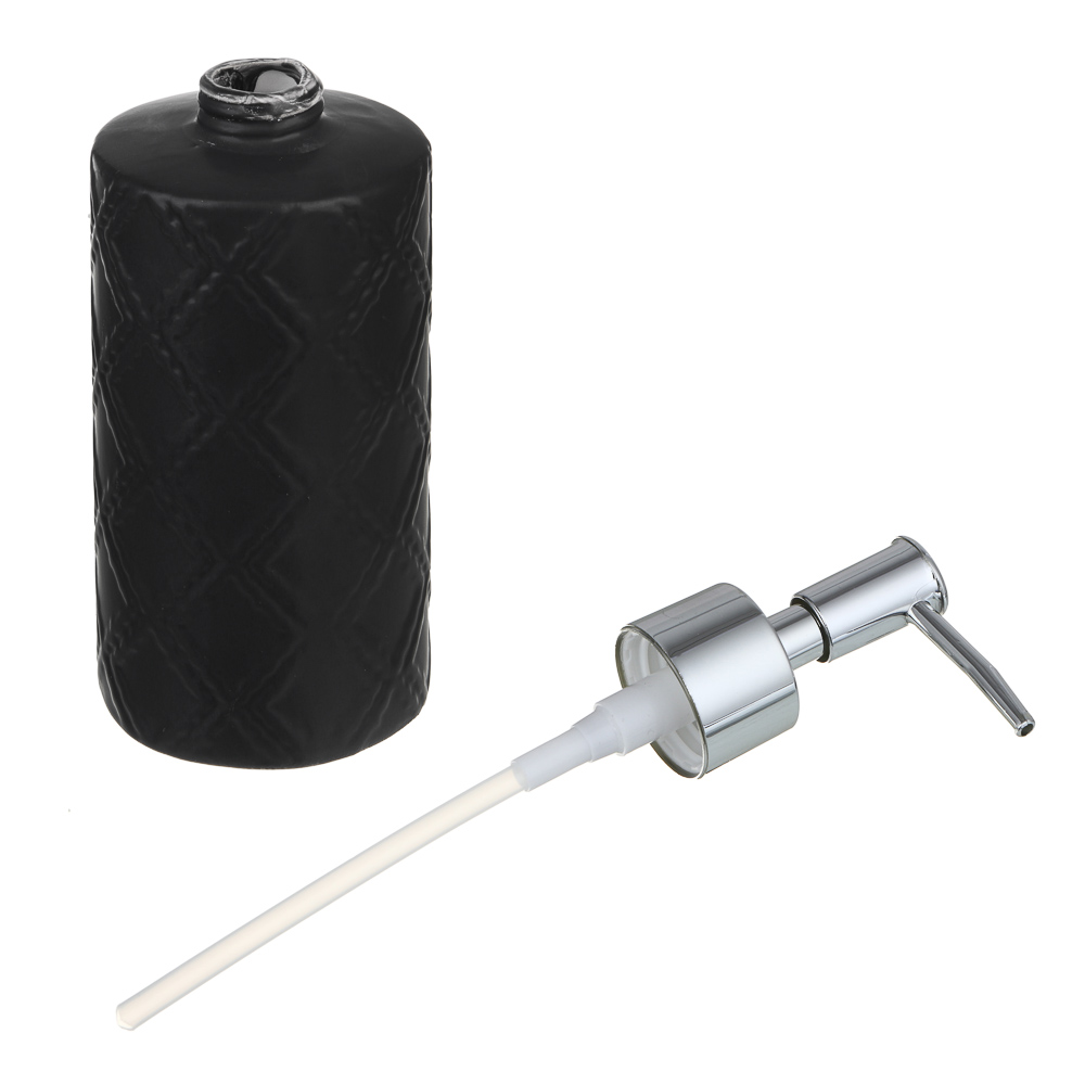 VETTA Дозатор для жидкого мыла, керамика,7x7x19,5 см, ромбы, черный матовый, арт.№ 478-195