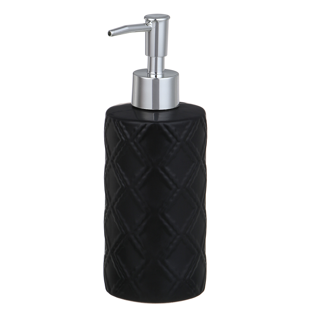 VETTA Дозатор для жидкого мыла, керамика,7x7x19,5 см, ромбы, черный матовый, арт.№ 478-195