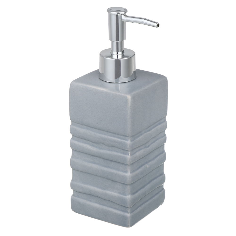 VETTA Дозатор для жидкого мыла, керамика, 6,5x6,5x19 см, рельеф, серый, арт.№ 478-198