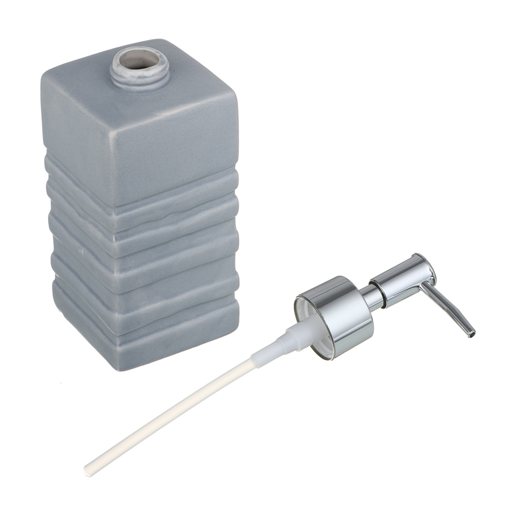 VETTA Дозатор для жидкого мыла, керамика, 6,5x6,5x19 см, рельеф, серый, арт.№ 478-198