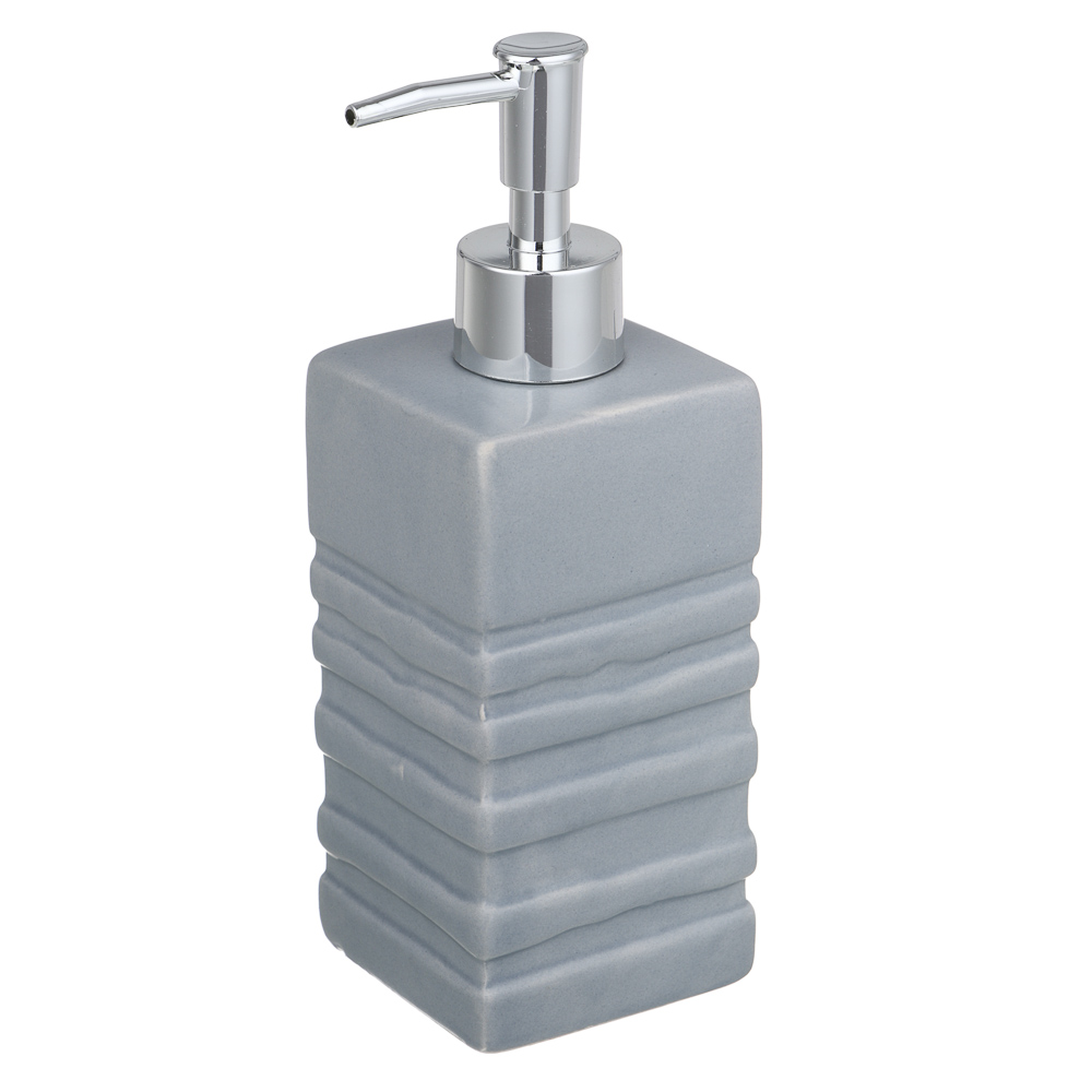 VETTA Дозатор для жидкого мыла, керамика, 6,5x6,5x19 см, рельеф, серый, арт.№ 478-198