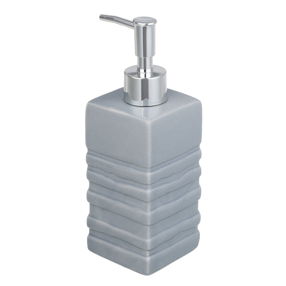 VETTA Дозатор для жидкого мыла, керамика, 6,5x6,5x19 см, рельеф, серый, арт.№ 478-198