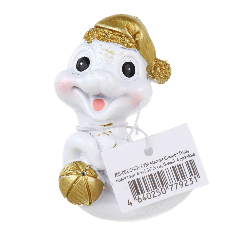 СНОУ БУМ Магнит Символ Года, полистоун, 4,5х1,5х7,5 см, белый, 4 дизайна, арт.№ 705-002