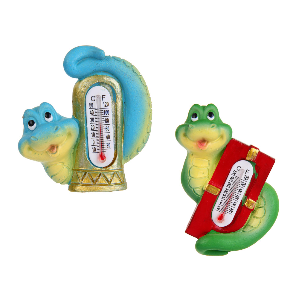 СНОУ БУМ Магнит Символ Года, с термометром, полистоун, 3,5х1,5х6 см,2 дизайна, арт.№ 705-006