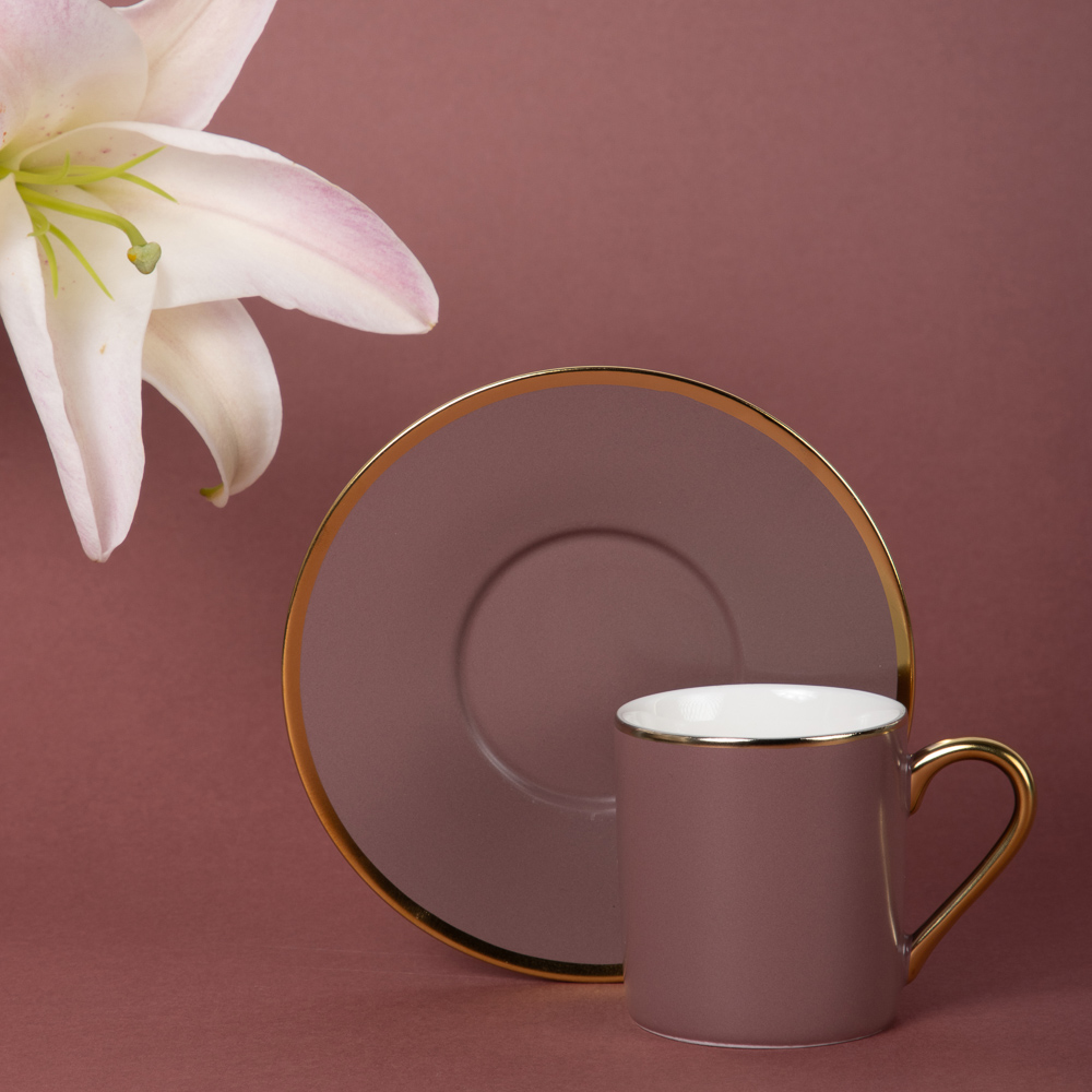 MILLIMI Магма Набор кофейный 2 пр., 100мл, 12,5см, фарфор, бургунди, арт.№ 802-498