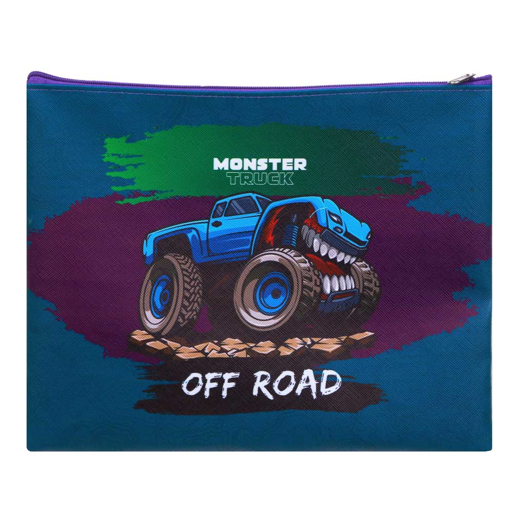 МОНСТР ТРАК Папка для тетрадей 24x20см, для A5, молния сверху, искусственная кожа с печатью, арт.№ 236-101