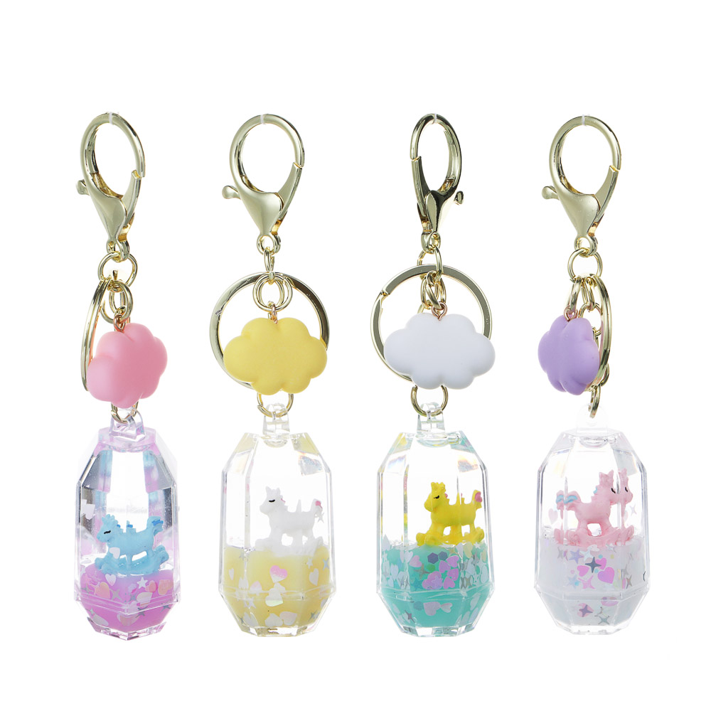 Брелок "Лошадка-Единорог" 2,5x5,5 см СНОУ БУМ, акрил, полистоун, металл, 4 дизайна, арт.№ 705-021