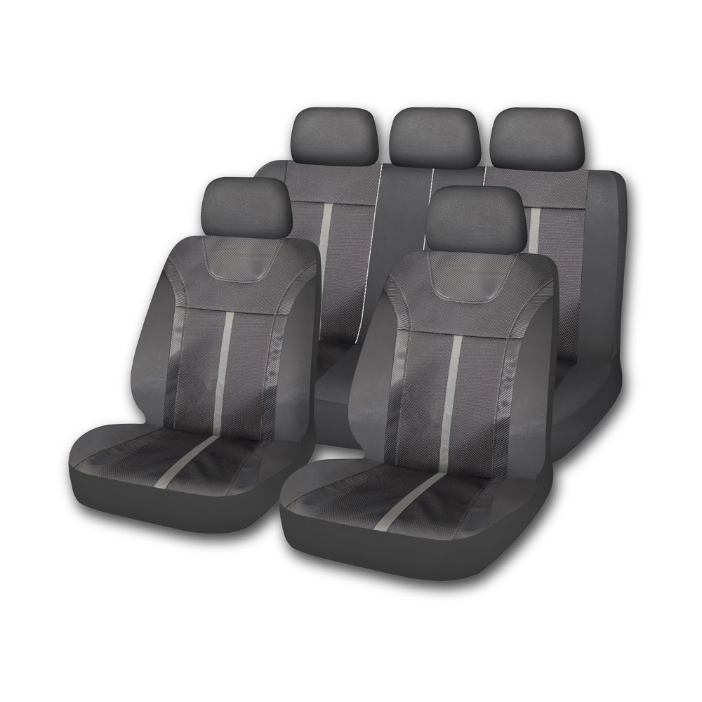 NG Авточехлы универсальные комфорт плюс 9 пр., MESH, экокожа, 3 замка, Airbag, черный, арт.№ 798-075