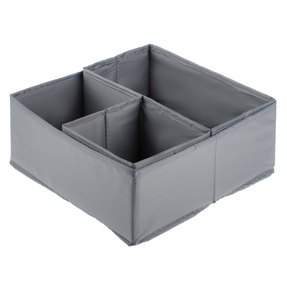 VETTA Короба без крышки, набор 3 шт., 28х28х12см, 28х14х12см, 14х14х12см, полиэстер, серый, арт.№ 457-753