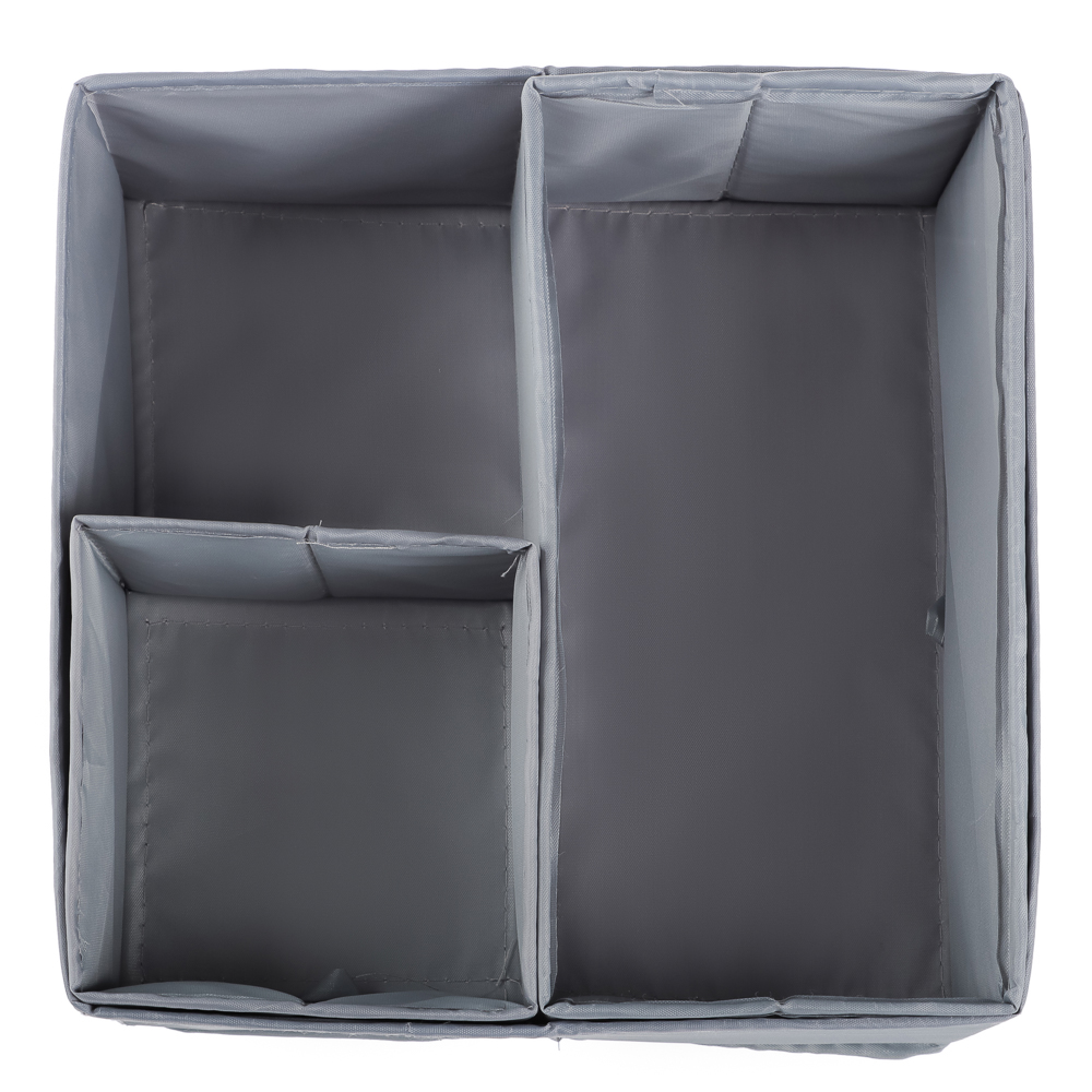 VETTA Короба без крышки, набор 3 шт., 28х28х12см, 28х14х12см, 14х14х12см, полиэстер, серый, арт.№ 457-753