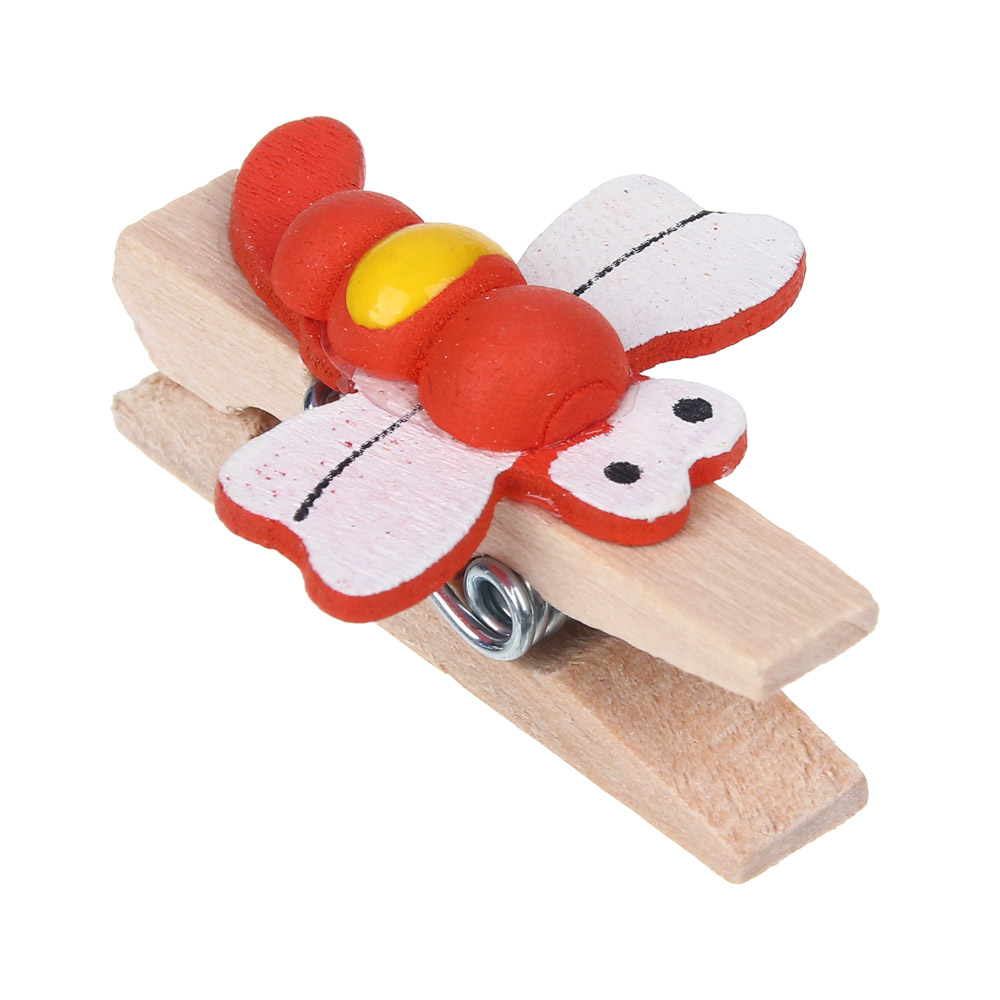 INBLOOM Набор декоративных прищепок Стрекоза 8шт, 3.5см, дерево, арт.№ 153-172