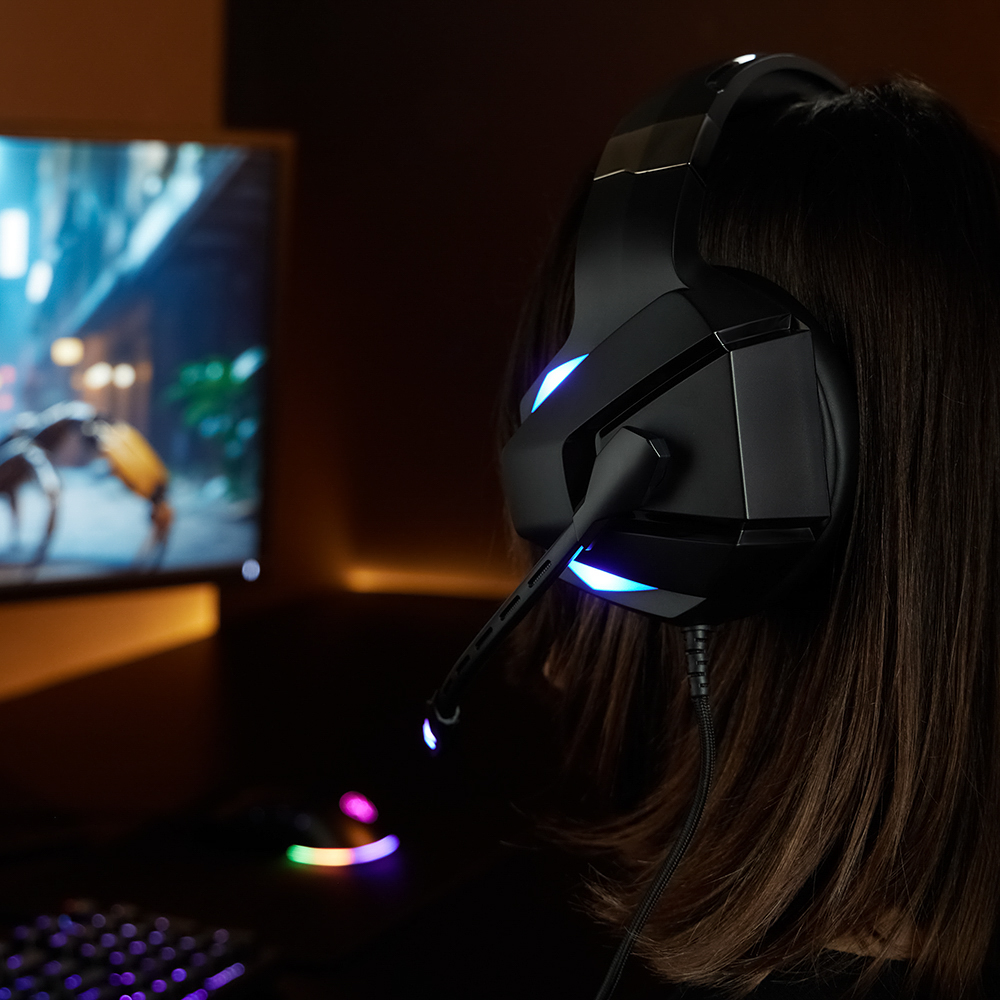 Наушники проводные с микрофоном игровые BY Topfhelm Type-C USB(A)3,2 м,VS7.1,Виброшок,настр. RGB, арт.№ 410-088