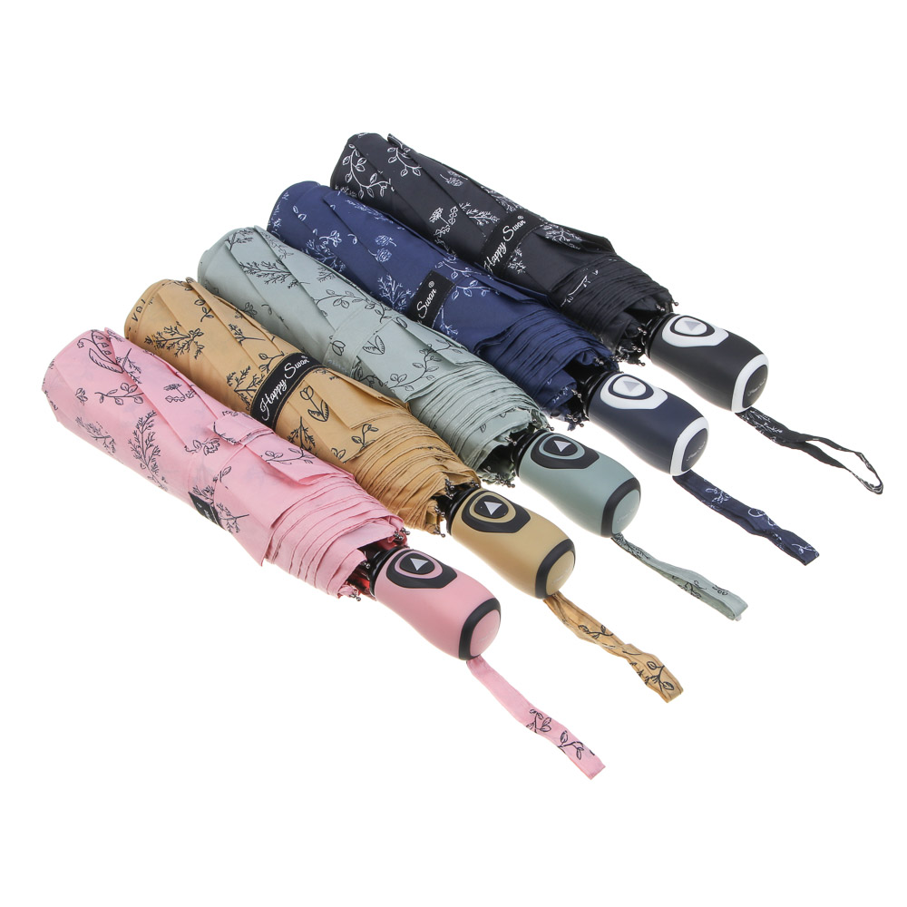 Зонт, полуавтомат, сплав, пластик, полиэстер, 55см, 8 спиц, 5 цветов, арт.№ 302-012