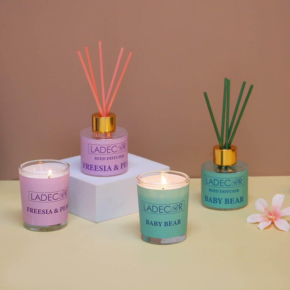LADECOR Набор подарочный, диффузор + свеча, 40 мл (Freesia&Pear/Baby Bear), арт.№ 412-208