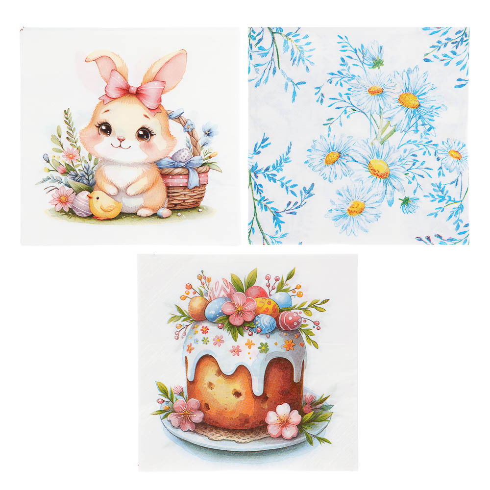 Салфетки бумажные Пасха ассорти, 2 слоя, 33х33см, арт.№ 912-037