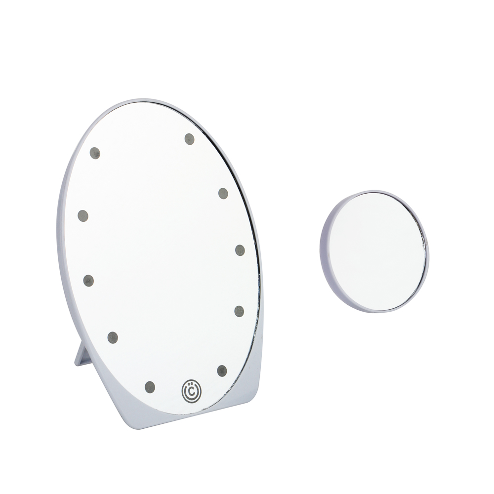 ВСЁГАЗИН Зеркало с LED-подсветкой, 3xAAA, пластик, стекло, 21x15см, ВГ22-66, арт.№ 347-140