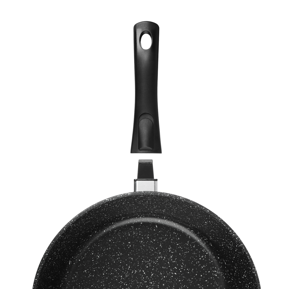 СЛАВЯНА Калина Сковорода литая глубокая d28см, антипригар.покрытие "мрамор", съемная ручка, индукция, арт.№ 846-782