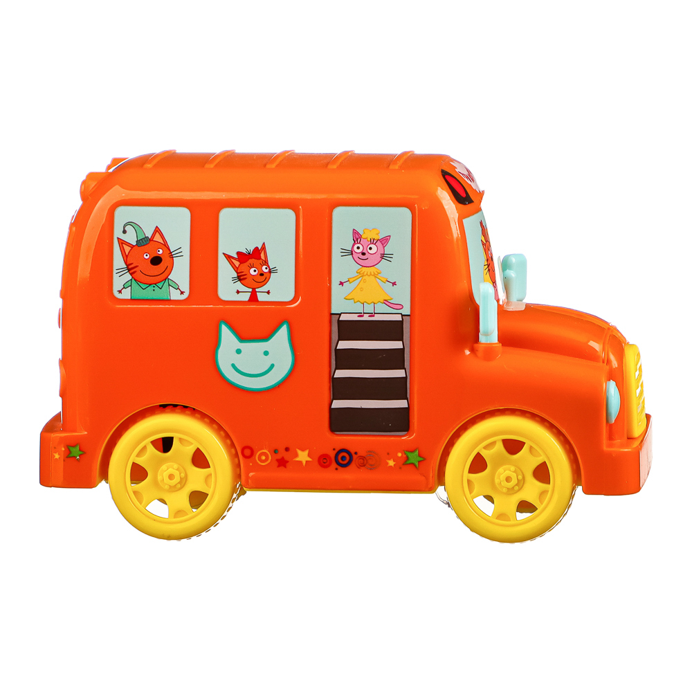ИГРОЛЕНД Игрушка музыкальная автобус "Три кота", звук, свет, инерция, 3AG13, ABS, 11,5х7х5,5см, арт.№ 866-015
