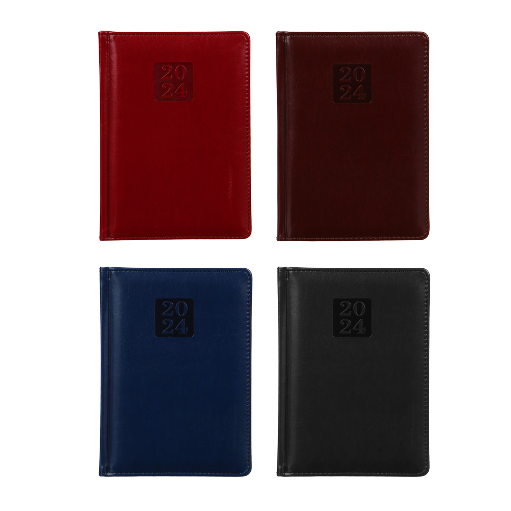 Ежедневник на 2024 "ПРЕСТИЖ" B6 (12x17см), 352 стр., тв.обл.с поролоном, иск.кожа, цв.срез, 4 цвета, арт.№ 572-143