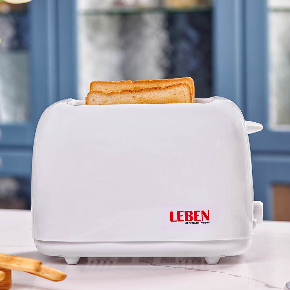 LEBEN Тостер 650Вт, 2 отдела, механический, 6 степеней прожарки, цвет белый, арт.HJT-022, арт.№ 271-017