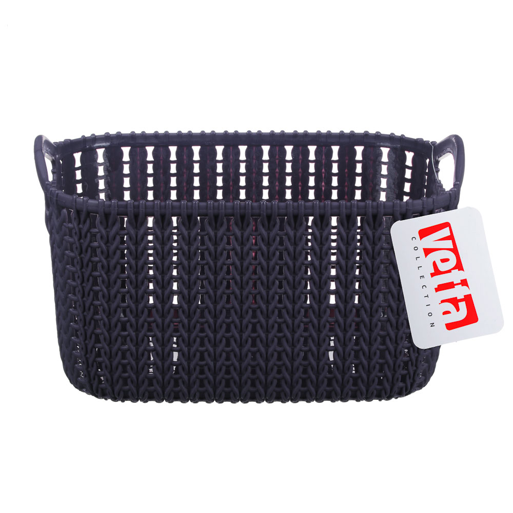 VETTA Корзинка вязаная, 24х16х14см, пластик, 4 цвета, арт.№ 406-124