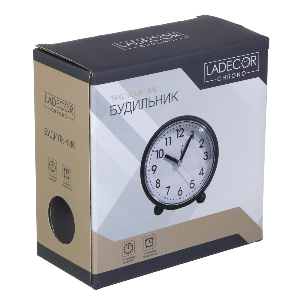 LADECOR CHRONO Будильник, 11x4,5x11,2 см, пластик, 1хАА, арт.№ 529-320