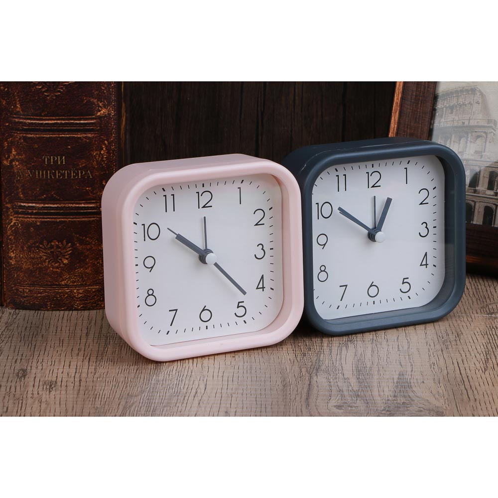 LADECOR CHRONO Будильник, 9,8x9,8x3,9 см, пластик, 1хАА, 2 дизайна, арт.№ 529-324