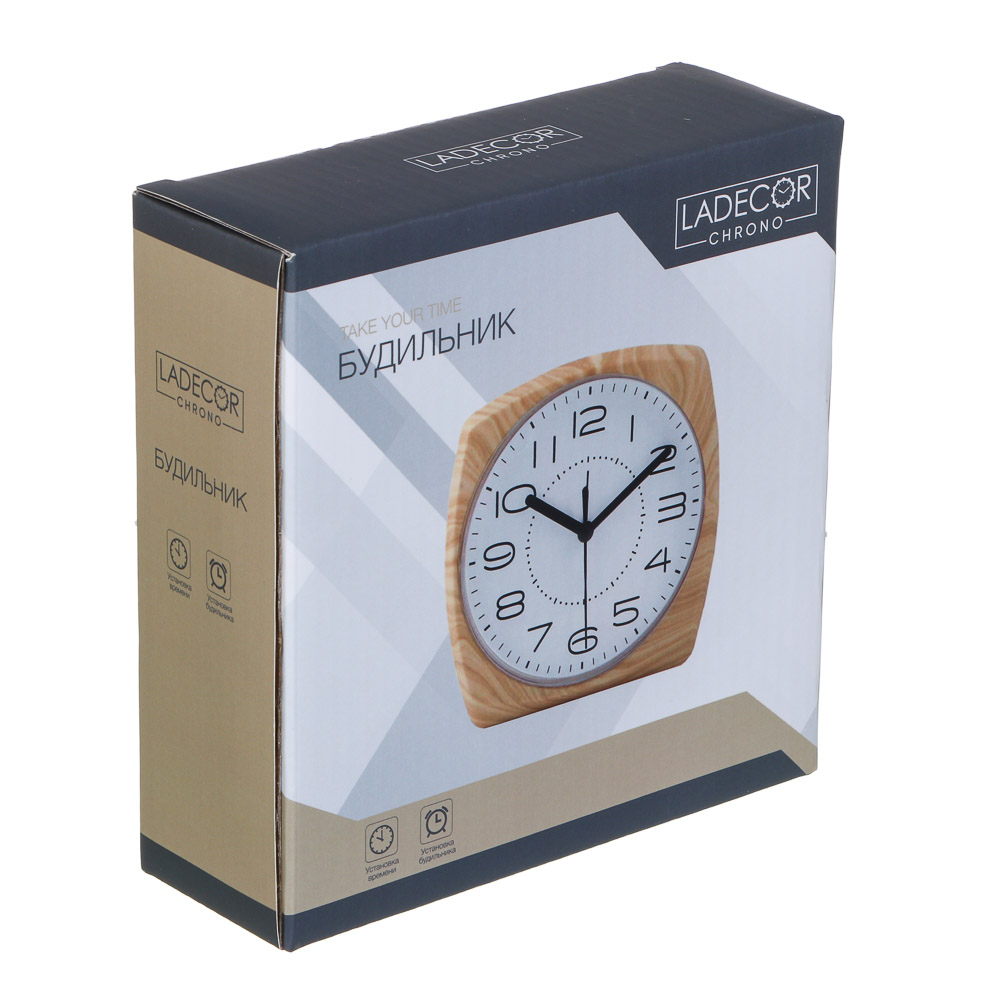 LADECOR CHRONO Будильник, 13,5x13,5x4 см, 1хАА, пластик, арт.№ 529-326