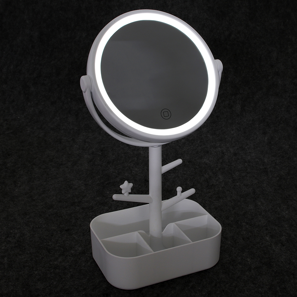 ЮНИLOOK Зеркало настольное с LED-подсветкой, 4хААА, USB-провод, пластик, стекло, 32х17см, 2 цвета, арт.№ 347-092