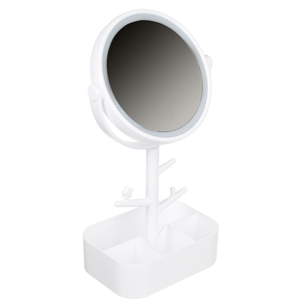 ЮНИLOOK Зеркало настольное с LED-подсветкой, 4хААА, USB-провод, пластик, стекло, 32х17см, 2 цвета, арт.№ 347-092