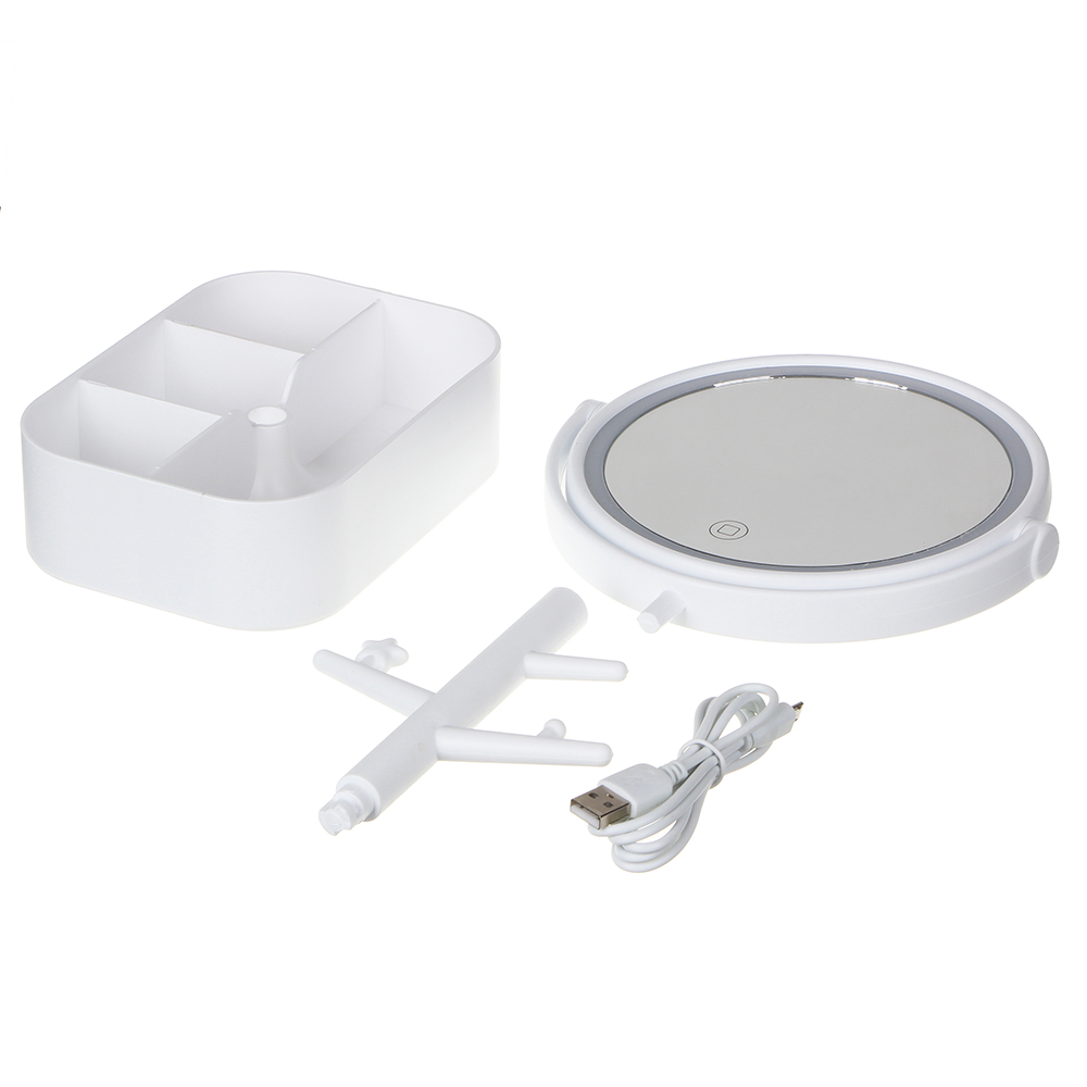ЮНИLOOK Зеркало настольное с LED-подсветкой, 4хААА, USB-провод, пластик, стекло, 32х17см, 2 цвета, арт.№ 347-092