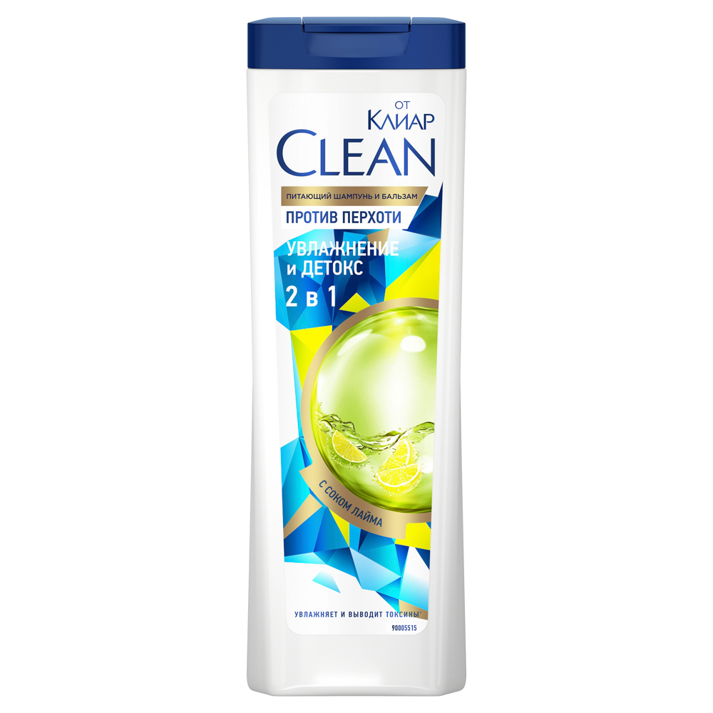Шампунь и бальзам-ополаскиватель Clean от Клиар, Увлажнение и детокс с соком лайма, п/б, 365мл, арт.№ 974-117