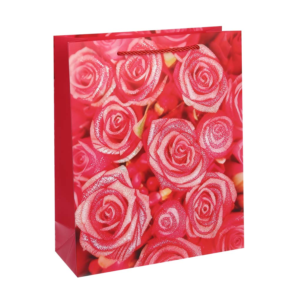 Пакет подарочный бумажный тм LADECOR, L 26x32x10 см, "Цветы" арт 1, 6 дизайнов, арт.№ 507-479