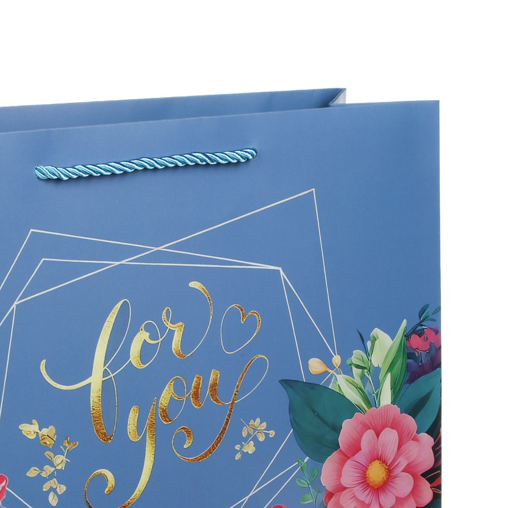 Пакет подарочный бумажный тм LADECOR L 32x26x10 см, "Цветы" арт 1, 4 дизайна, арт.№ 507-482