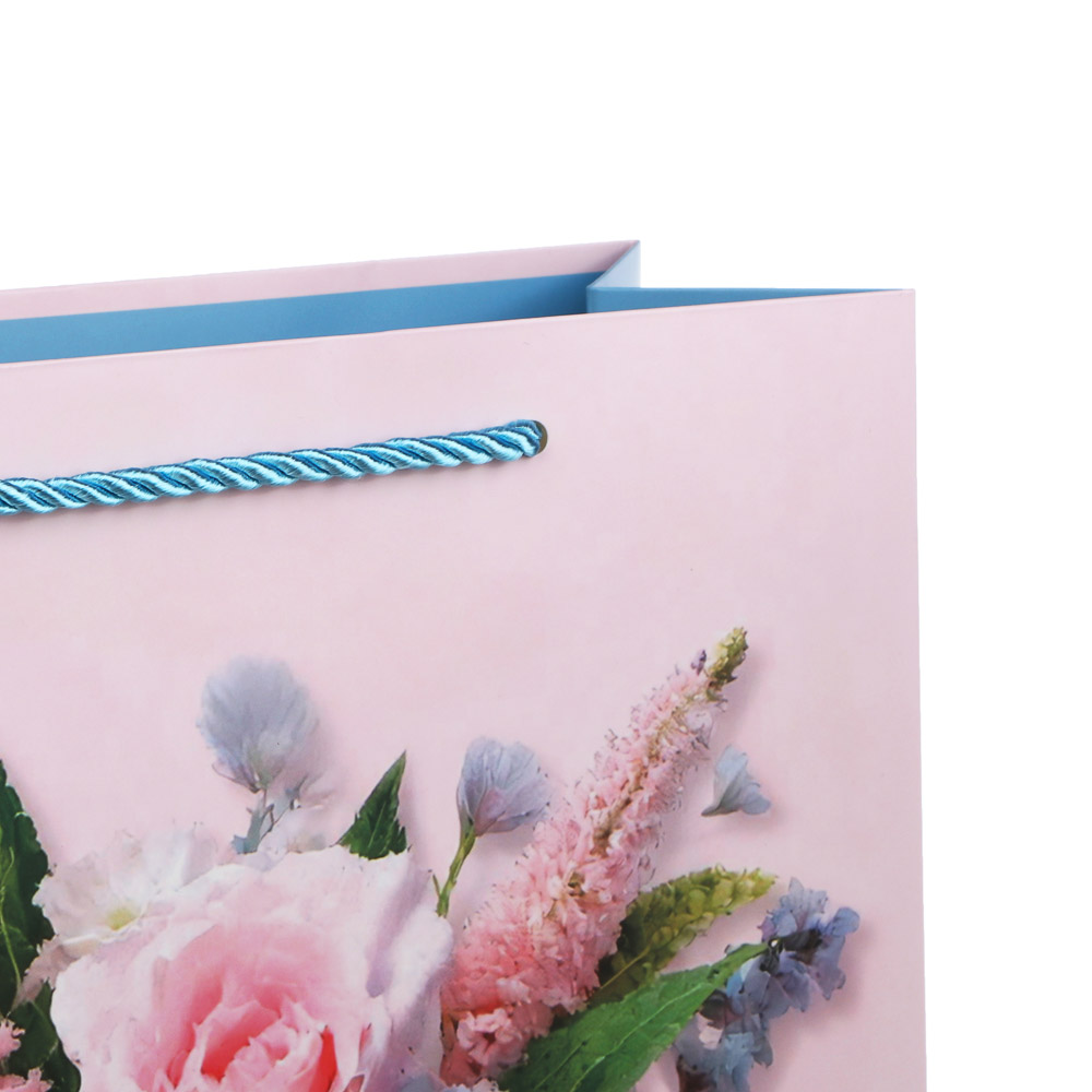 Пакет подарочный бумажный тм LADECOR, L 26x32x10 см, "Цветы" арт 3, 4 дизайна, арт.№ 507-484