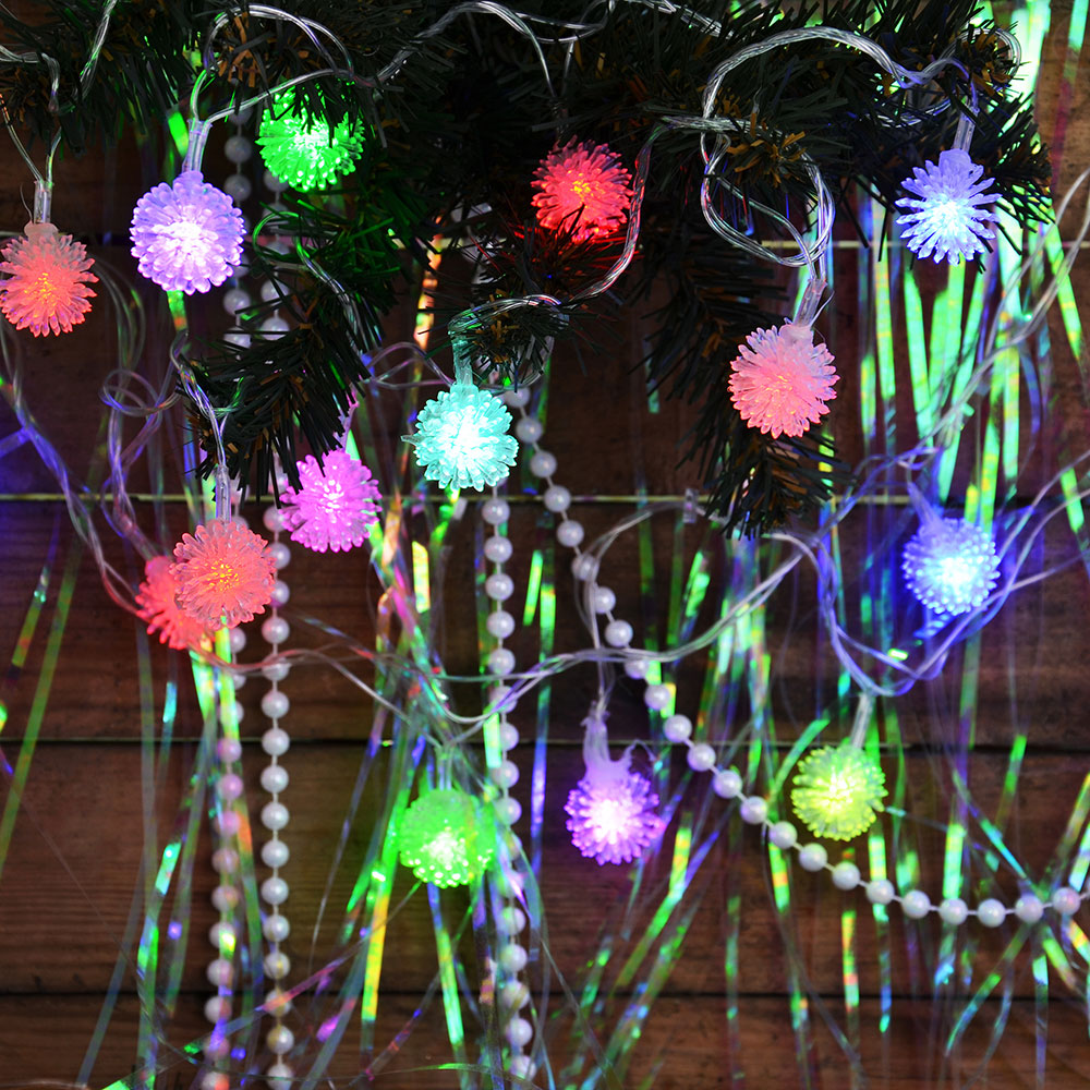 Гирлянда с насадками "Рамбутан" 3 м СНОУ БУМ, 15 LED ламп, свечение RG/RB, ПВХ прозрачный, авторежим, коннектор, 220В, арт.№ 381-136