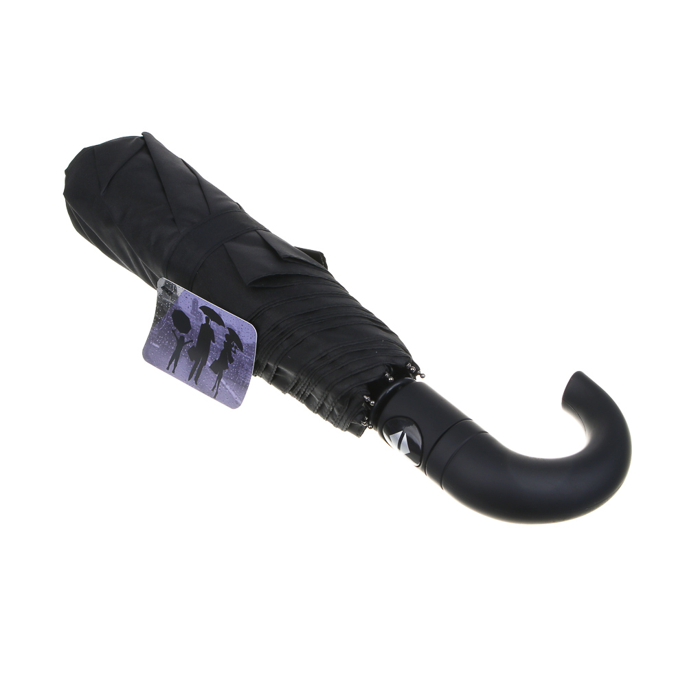 Зонт автомат, металл, пластик, эпонж, d96см, 8 спиц, черный, арт.№ 302-395