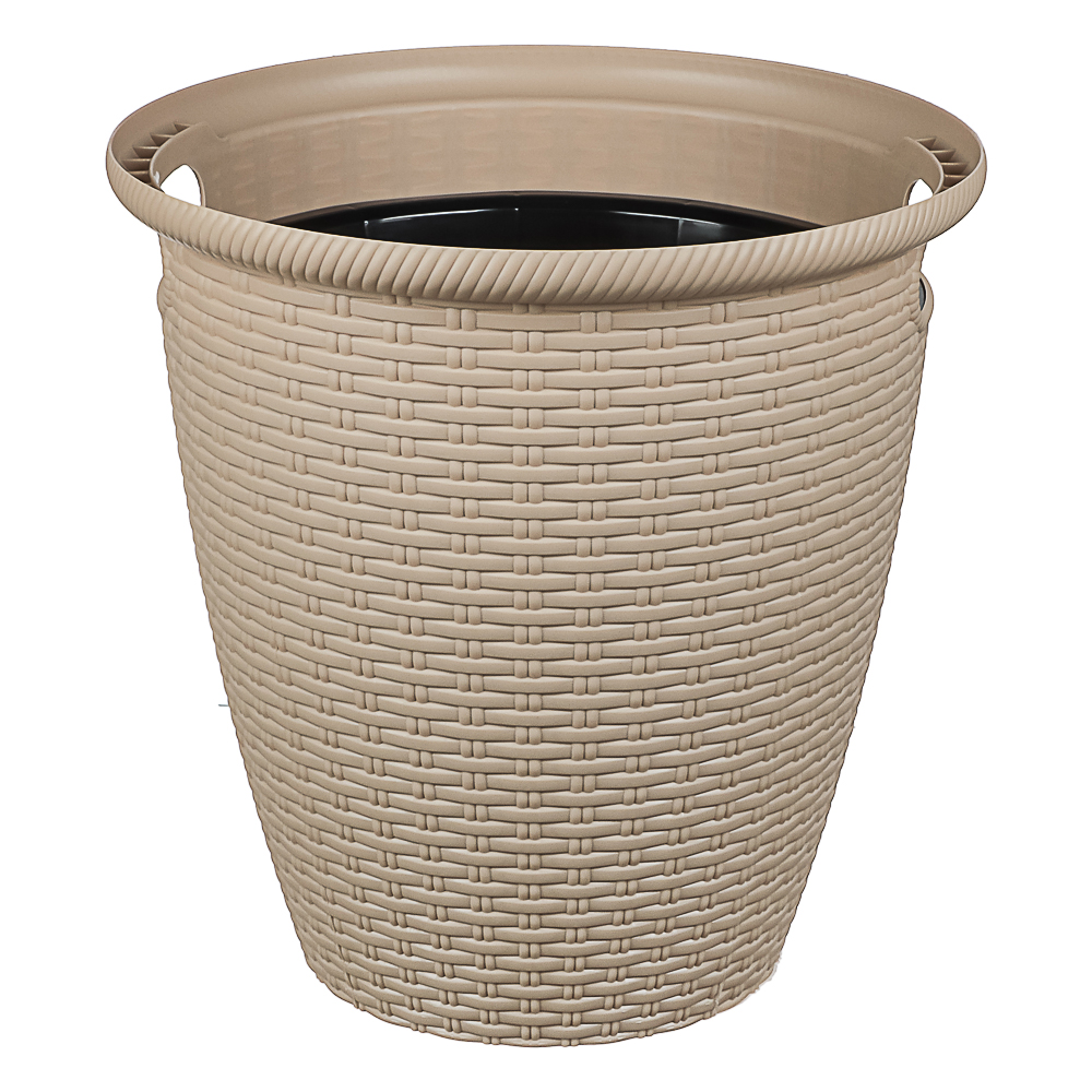 Кашпо InGreen Rattan D 380мм 30л с внутренним горшком 16 л, Молочный шоколад, арт.№ 164-355