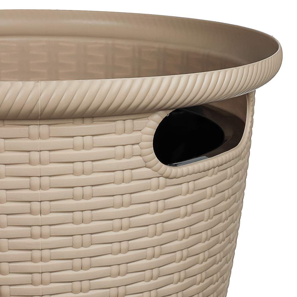 Кашпо InGreen Rattan D 380мм 30л с внутренним горшком 16 л, Молочный шоколад, арт.№ 164-355