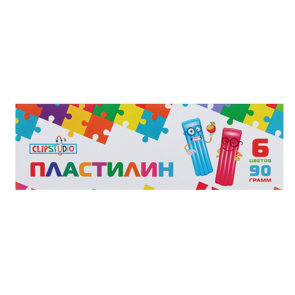ClipStudio Пластилин 6 цветов 90 грамм в картонной упаковке, арт.№ 239-012