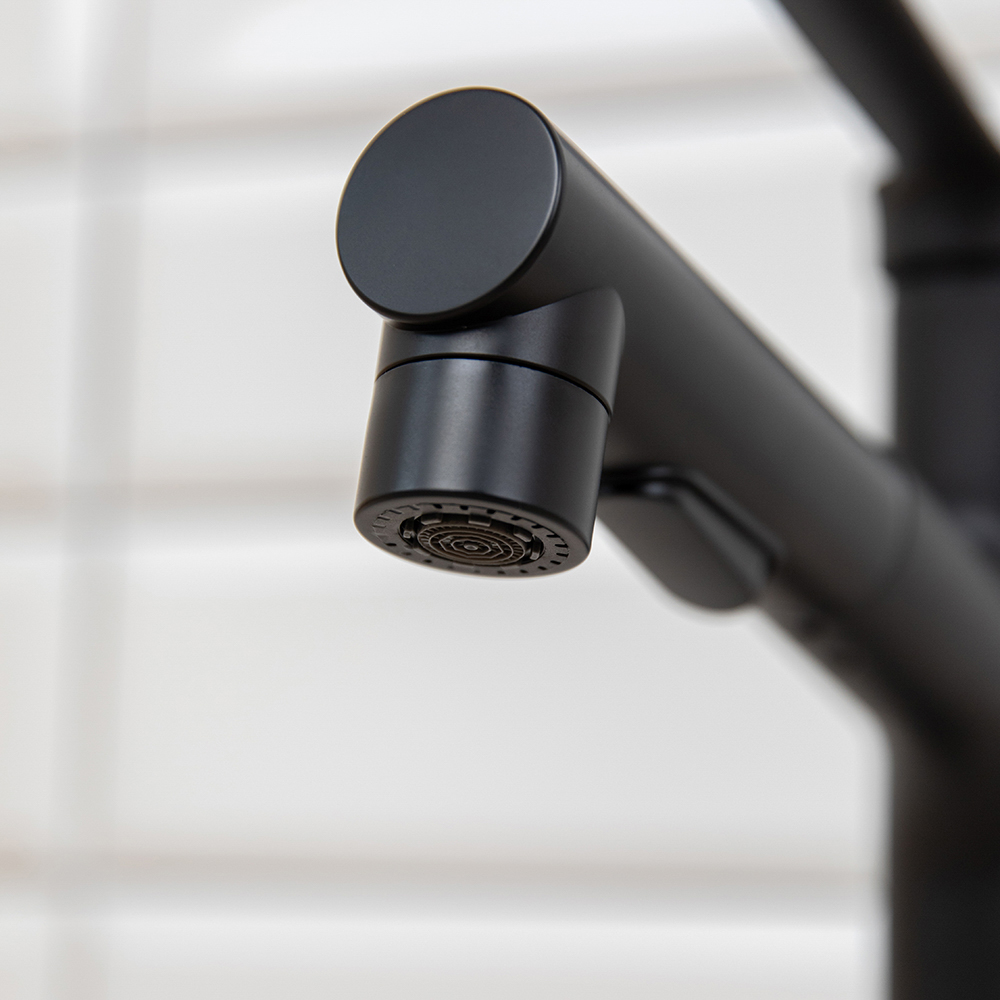 СоюзКран Смеситель для кухни, выдвижной излив, керам. картридж 40мм, черный, цинк, SK01-E132, арт.№ 567-017