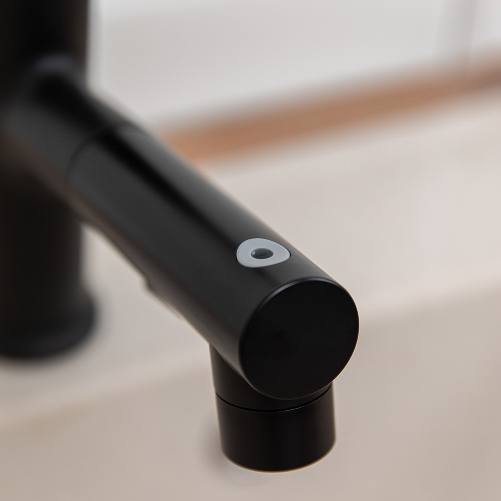 СоюзКран Смеситель для кухни, выдвижной излив, керам. картридж 40мм, черный, цинк, SK01-E132, арт.№ 567-017