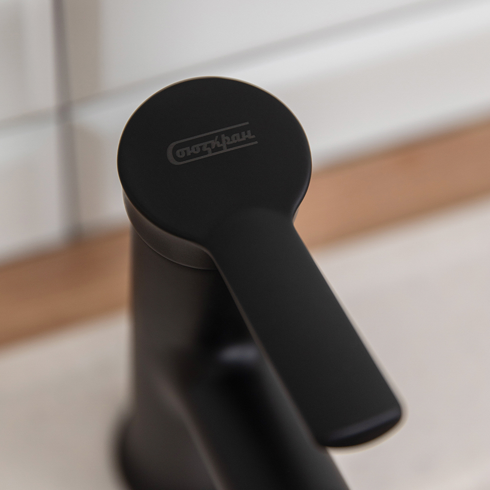 СоюзКран Смеситель для кухни, выдвижной излив, керам. картридж 40мм, черный, цинк, SK01-E132, арт.№ 567-017